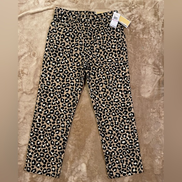 MICHAEL Michael Kors Denim - MICHAEL Michael Kors Leopard Print jean pants with gold accents